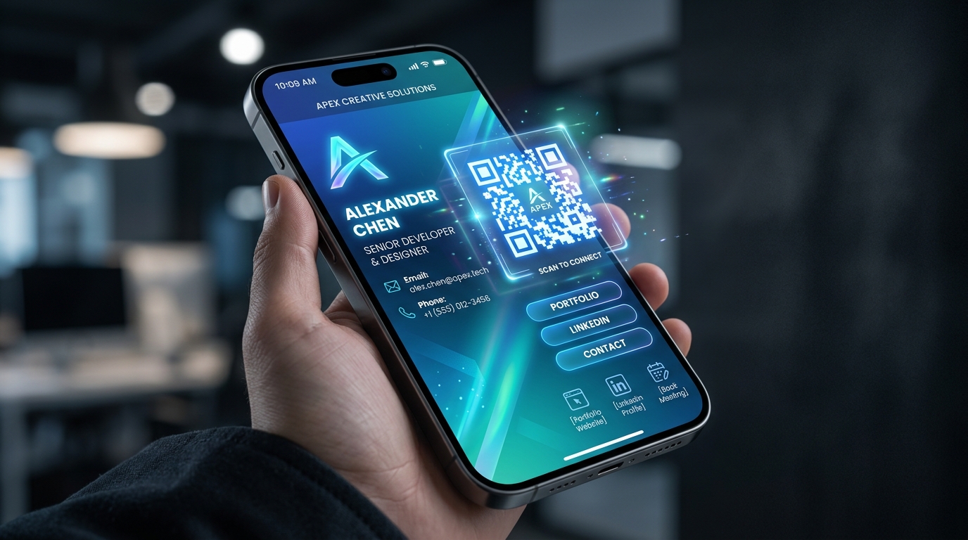 Digital QR Business Card on Smartphone — [Placeholder Project]